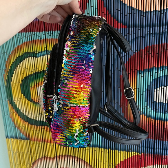 Sequin Rainbow Emoji Small Backpack - Picture 5 of 9